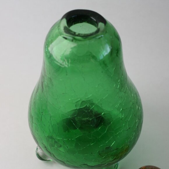 Vintage Art Glass Pear with Stopper Crackle Glass Green Decorative glass - Picture 6 of 9